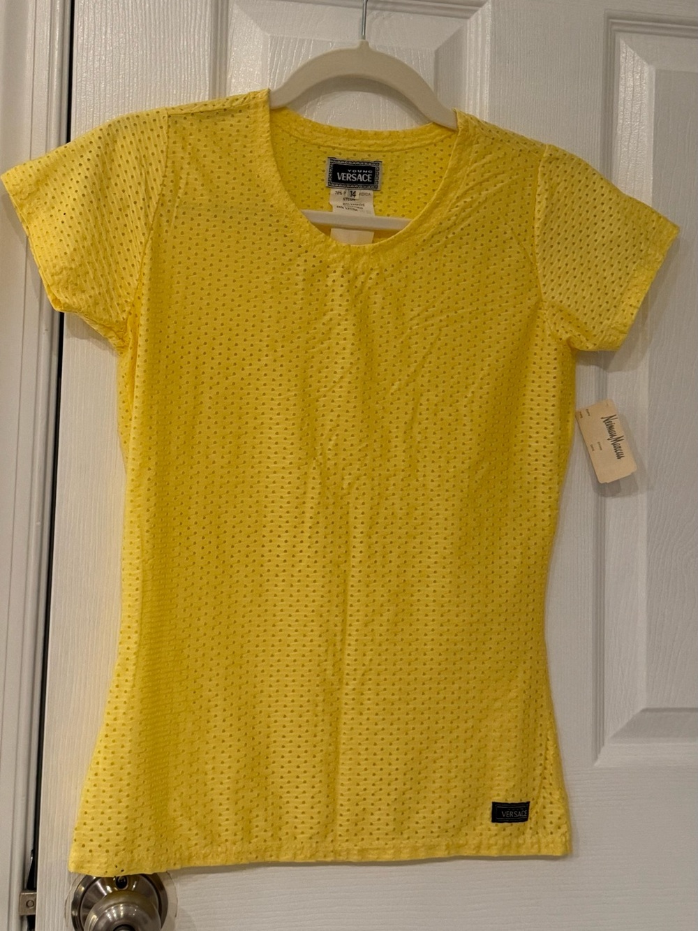 Versace Yellow Perforated Mesh Tee